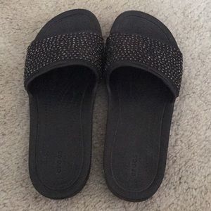 Sparkly black slides